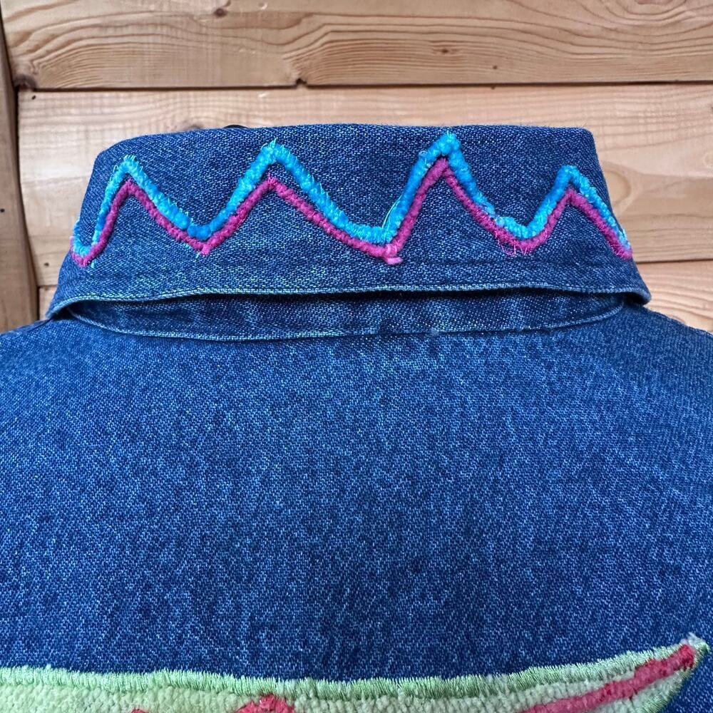 Legacy‎ Denim Patchwork Embroidered Jacket Boho F… - image 13
